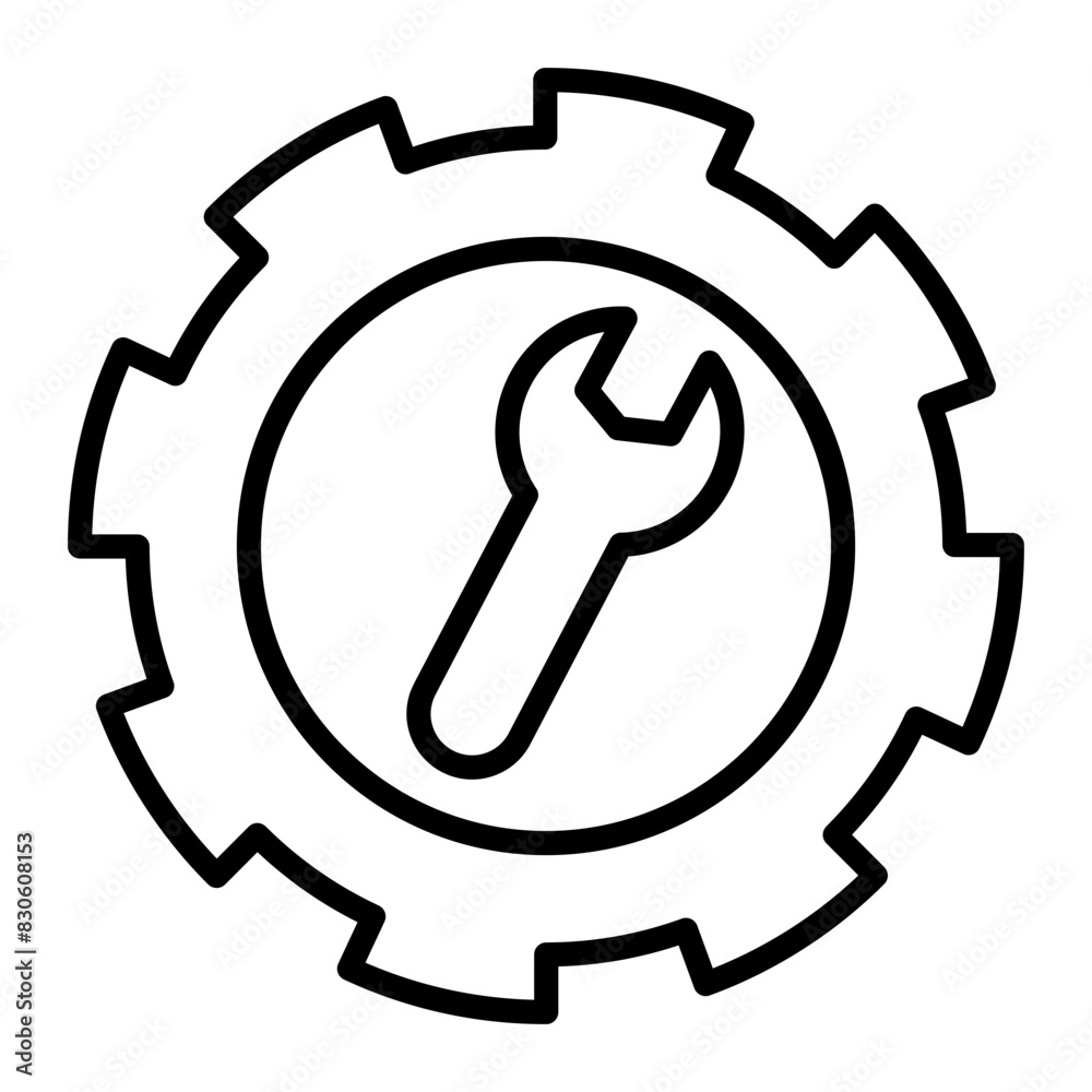 Maintenance icon. Inside the gear is a wrench. Maintenance icon. Inside the gear is a wrench.