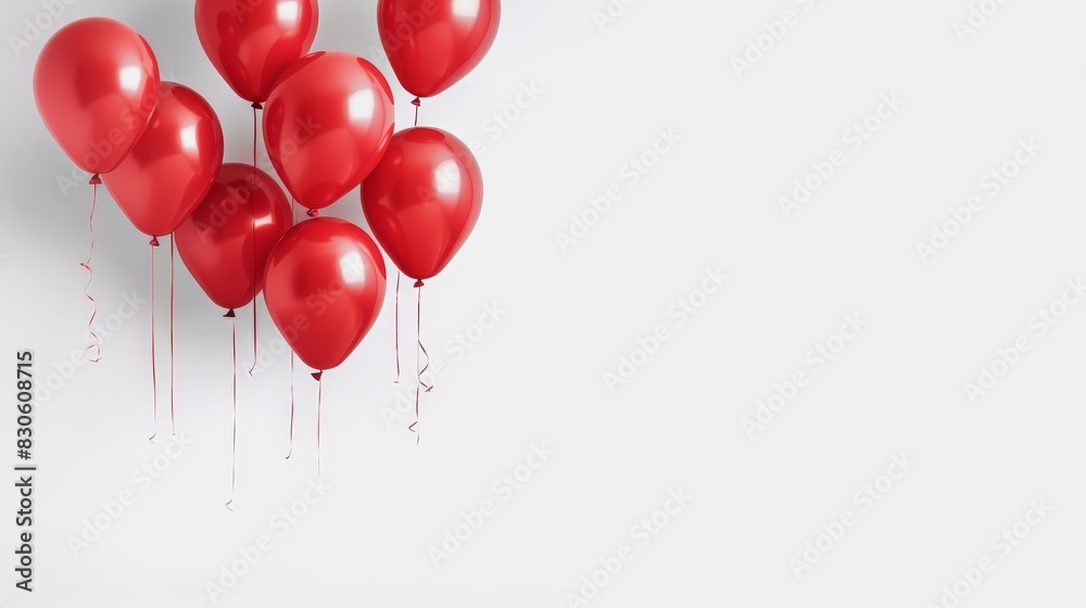 Red and white ballons on a white background