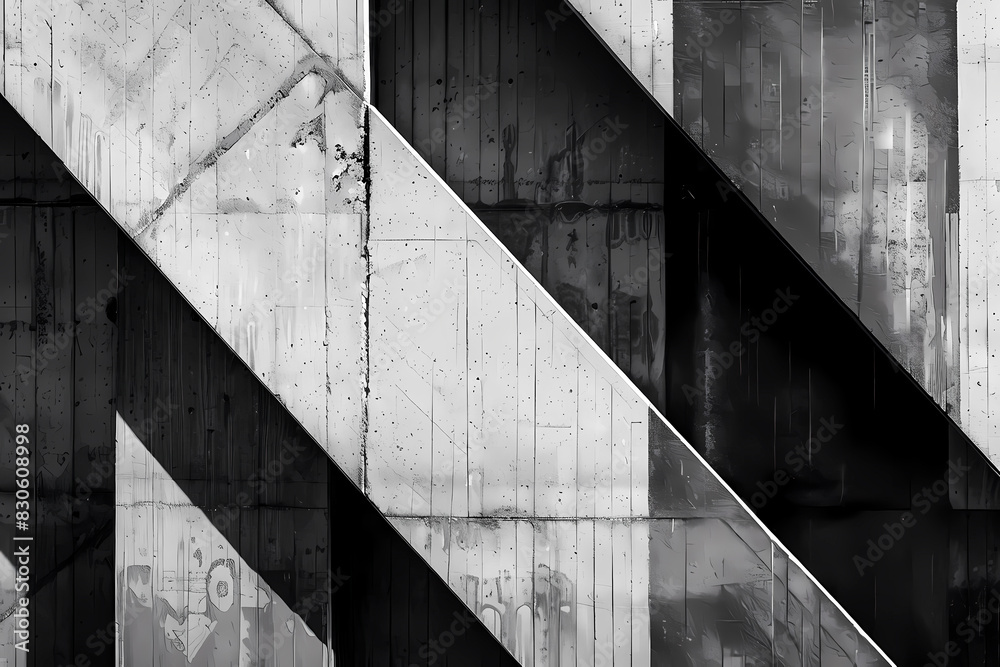 Fototapeta premium An abstract arrangement of black and white shapes with a distinct diagonal divide offering a modern, edgy feel
