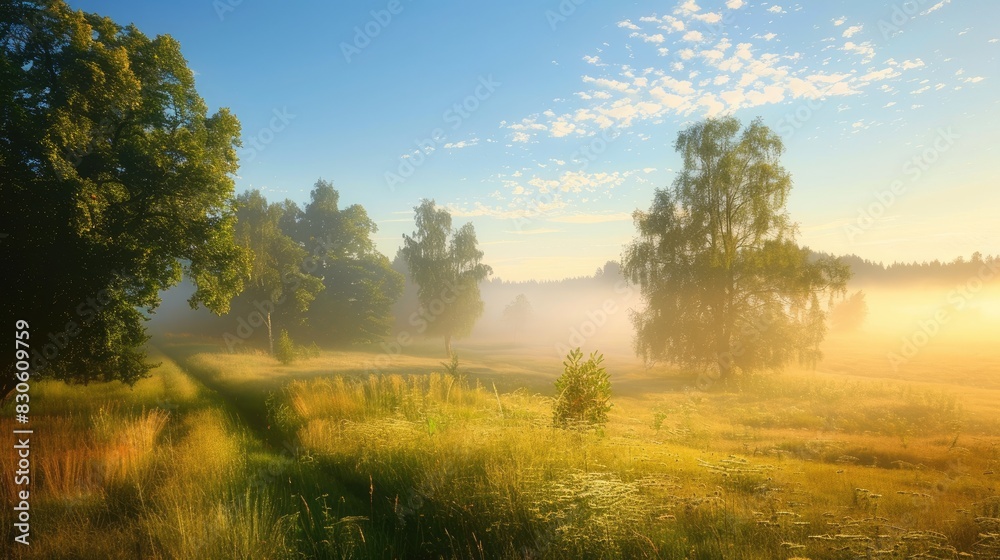 A Landscape Photo in the Morning of Summer