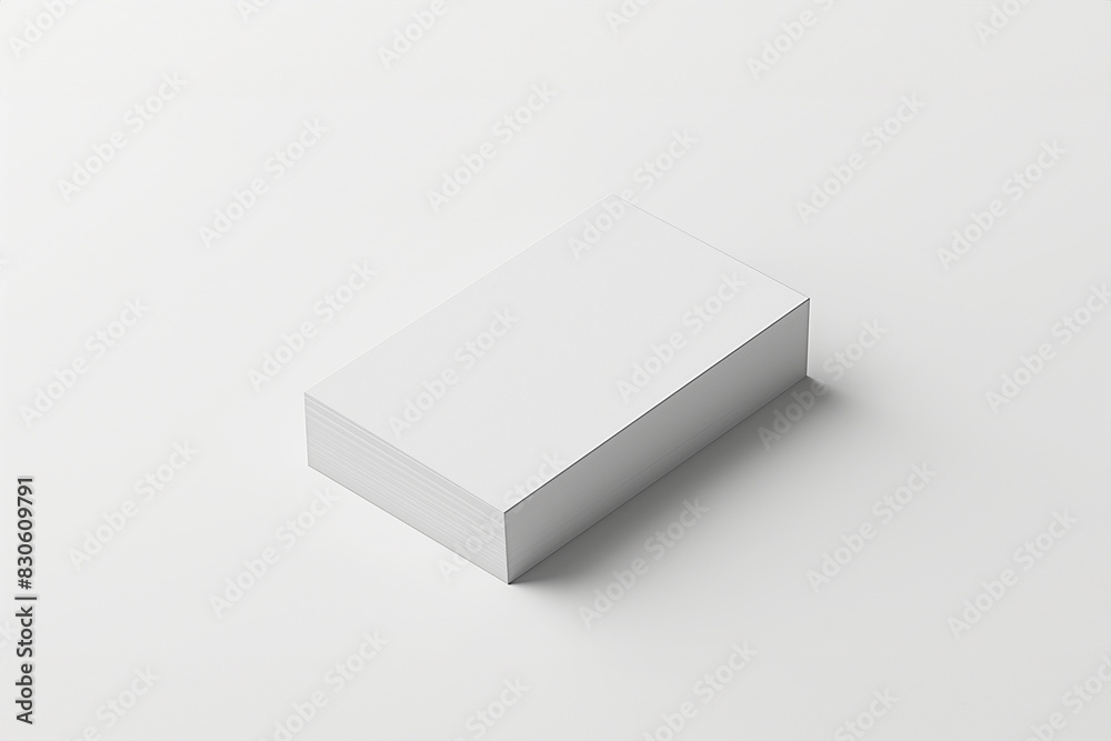 Fototapeta premium Photo of business cards stack. Template for branding identity. Isolated with clipping path. White blank business card. Mock up card with minimal style.