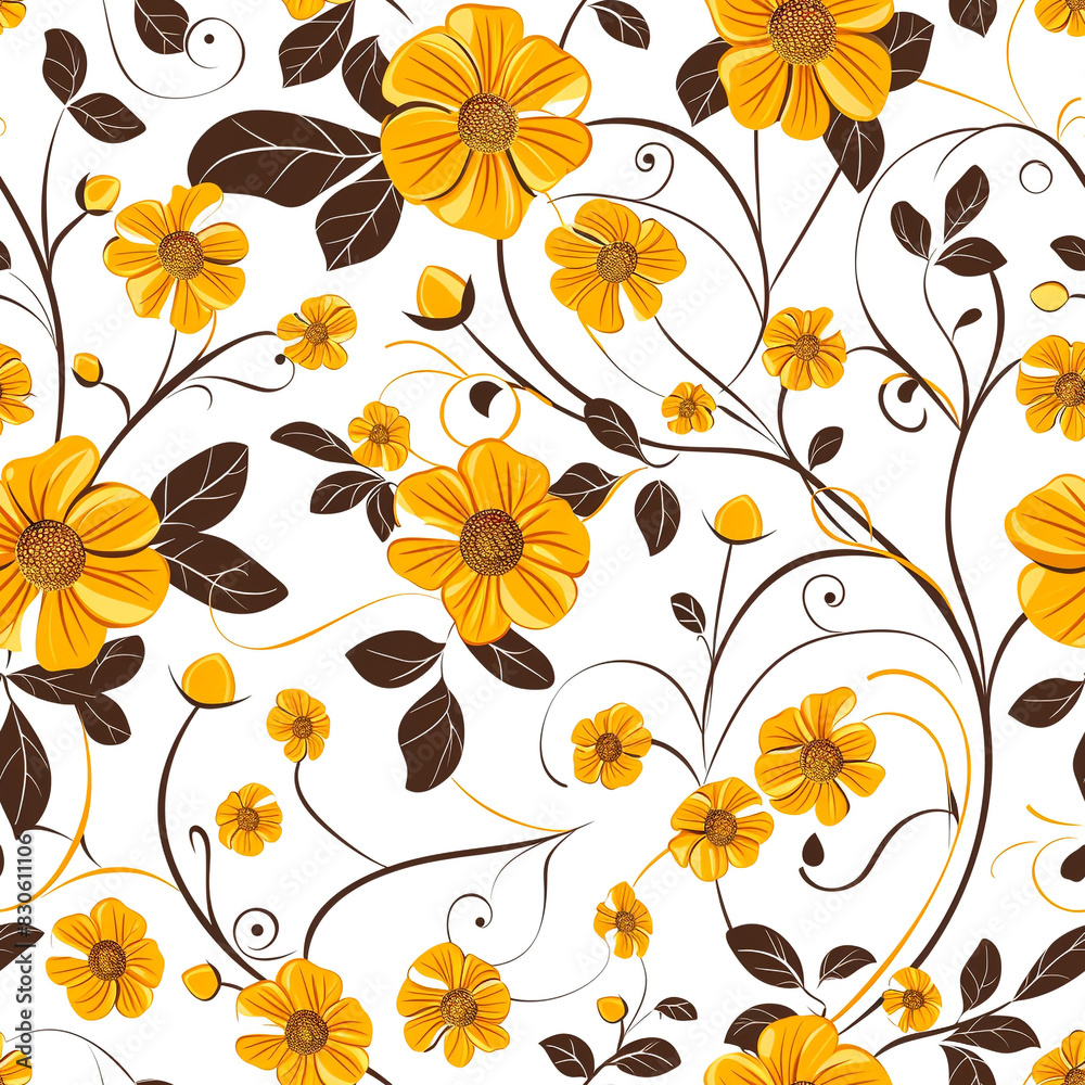 Midjourney Yellow Floral Background White Bro Elements Background