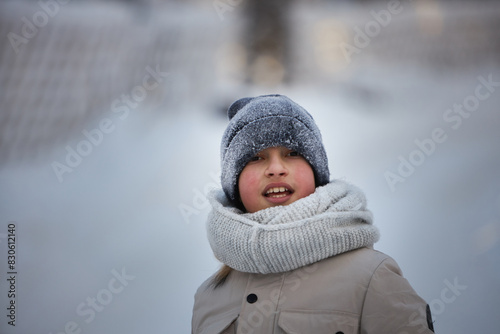 Little Girl Wearing Hat and Scarf