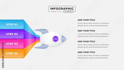 Business process infographic design template with 4 steps or options