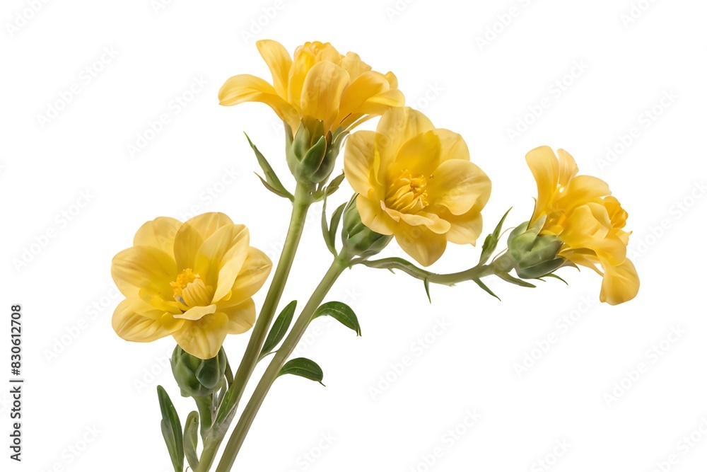 yellow flower stalk isolated on transparent background cutout.