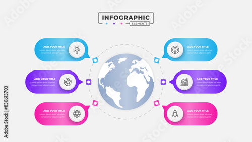 Business speech bubble circular infographic design template with 6 steps