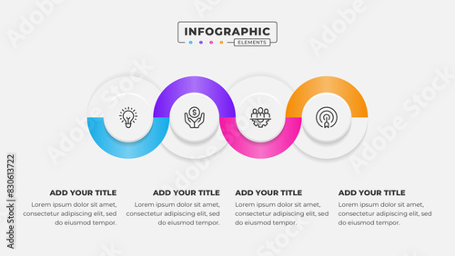 Business process circular infographic design template with 4 steps