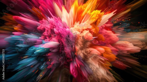 Ecstatic Ecstasy: Capture a composition of frenetic lines and explosive bursts of color, conveying the euphoria and abandon of ecstatic emotion.  © sambath