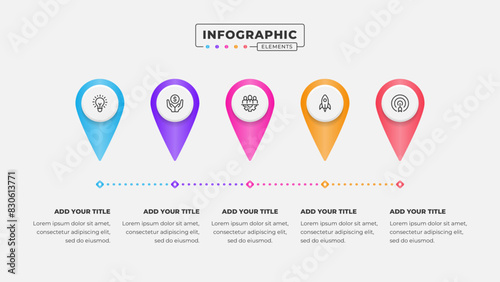 Business timeline infographic design template with 5 steps