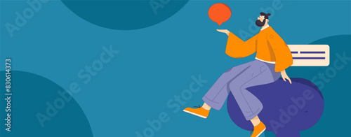 Virtual characters social communication concept business flat vector hand drawn illustration
