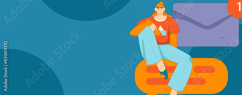 Virtual characters social communication concept business flat vector hand drawn illustration
