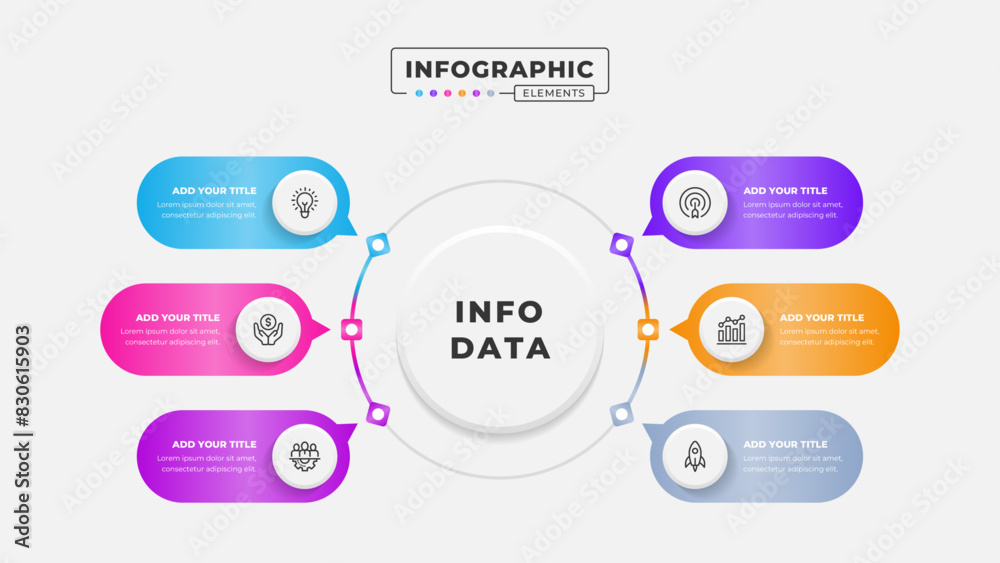 Business process circular infographic design template with 6 steps Business process circular infographic design template with 6 steps