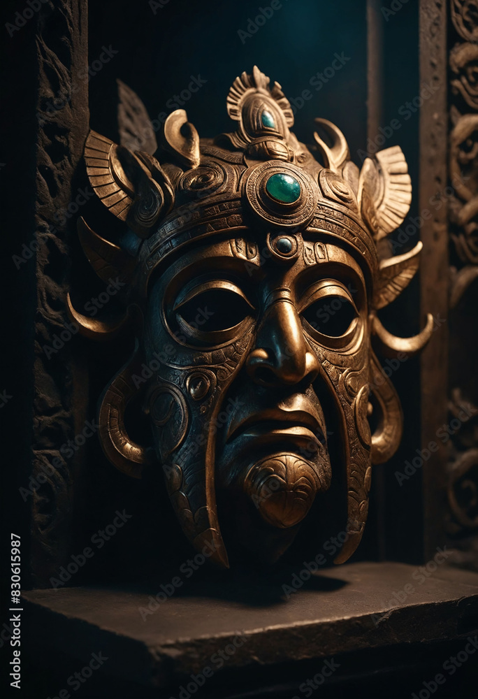 Obraz premium Ancient mask of the dark forgotten god
