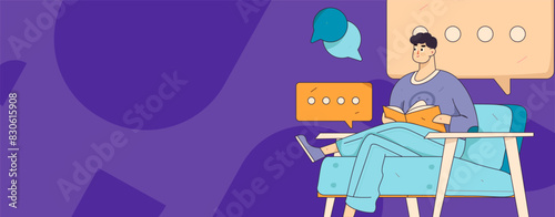 Virtual characters social communication concept business flat vector hand drawn illustration
