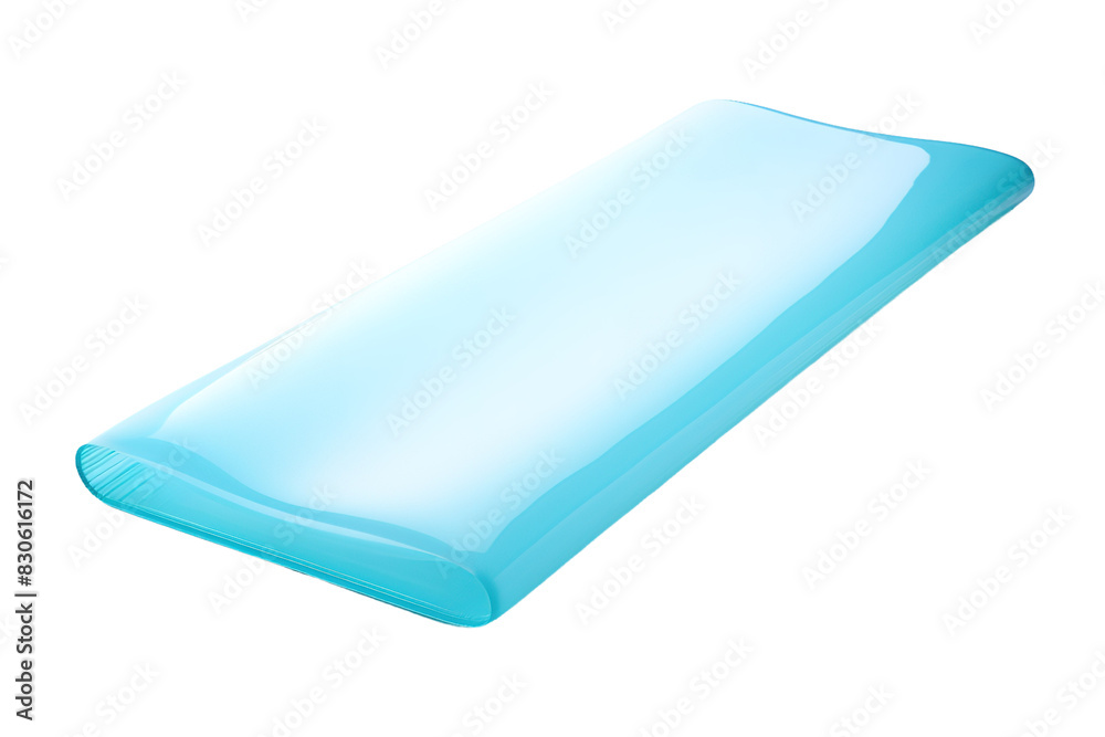 Φωτογραφία Glossy light blue gel pillow, soft rectangular cushion with smooth plastic textu