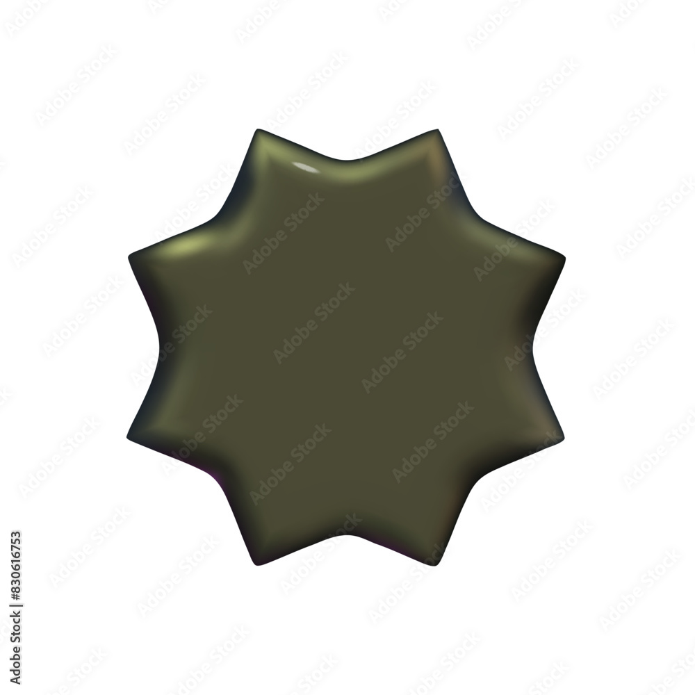 3d abstract y2k shape black isolated. Metal chrome black playful element for design. 3d y2k doodle memphis shape. Vector cartoon illustration
