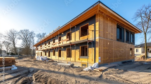 Passive House Design: Capture buildings designed according to passive house principles, with high levels of insulation, airtight construction, and energy-efficient ventilation systems. © sambath