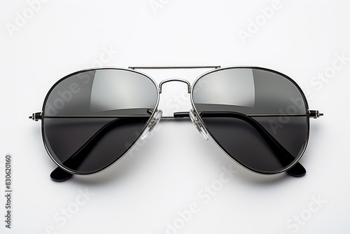 Gray sunglasses on white background fashionable eyewear accessory in neutral color