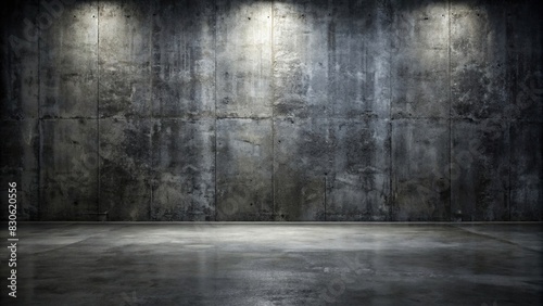 Dark concrete floor with black wall texture for industrial background photo