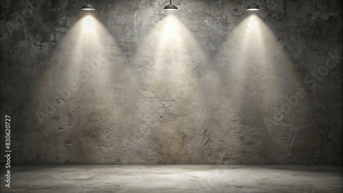 Empty cement material backdrop with spotlight for displaying artwork photo