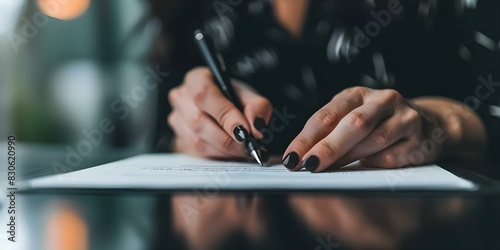 Signing a contract seals an agreement solidifying obligations and responsibilities in a pivotal moment of business dealings. Concept Business Contracts, Legal Agreements, Obligations photo