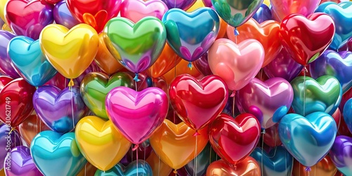 Vibrant heart-shaped balloons perfect for Valentine?s Day