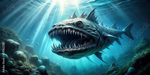 Dangerous underwater monster lurking in the depths of the ocean