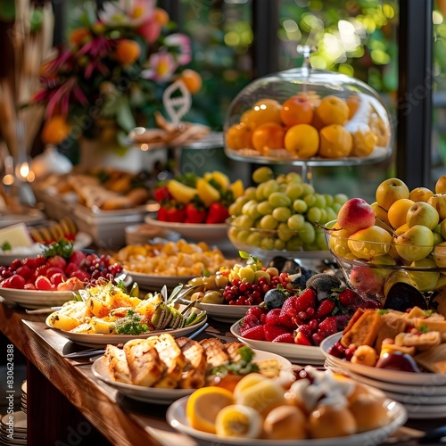 Sumptuous Breakfast Buffet Spread Showcasing a Bountiful Assortment of Delectable Gourmet Delights