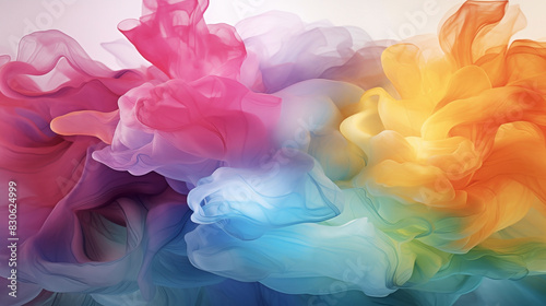Vibrant Colorful Cloud-Like Forms on a Light Background 