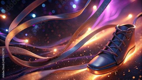 Satin shoe lace with background, glowing photo