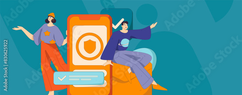 Virtual characters social communication concept business flat vector hand drawn illustration
