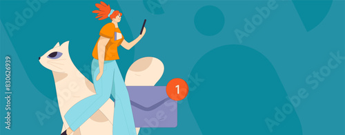Virtual characters social communication concept business flat vector hand drawn illustration
