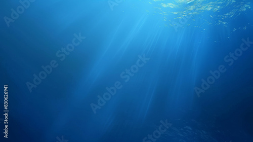 Underwater Sunrays Illuminating the Deep Blue Ocean