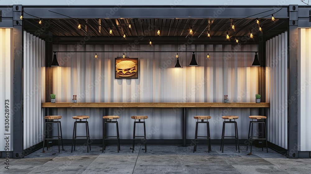 Fototapeta premium Container cafe burger pizza coffee restaurant Design background mockup
