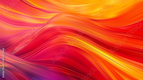 A vibrant wallpaper with colorful, fluid stripes flowing in a dynamic, shapeless pattern, blending shades of red, orange, and yellow seamlessly, creating a warm and energetic background,