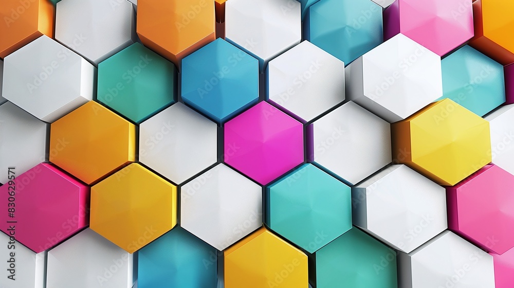 A visually stunning abstract background with colorful hexagons arranged in a rhythmic and dynamic pattern, creating a modern and lively design, A visually stunning abstract background with colorful hexagons arranged in a rhythmic and dynamic pattern, creating a modern and lively design,