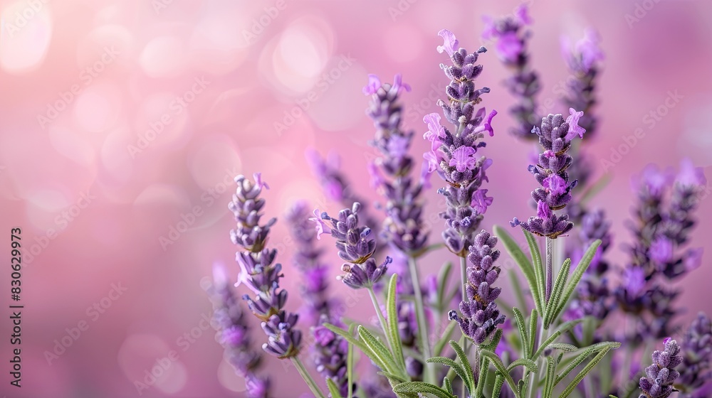 Obraz premium Close-up View of Vibrant Lavender Plants with Purple Flowers