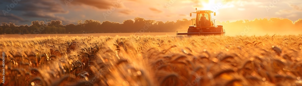 Farmer Using Advanced Tractor for Efficient Crop Management in Scenic Agricultural Landscape at Sunset Farmer Using Advanced Tractor for Efficient Crop Management in Scenic Agricultural Landscape at Sunset