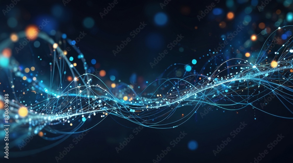 Abstract background of digital network, data flow and connectivity in blue Abstract background of digital network, data flow and connectivity in blue