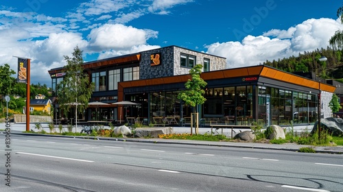 Kongsvinger Norway 21 june 2023: Pizzabakeren fast food chain restaurant building exterior