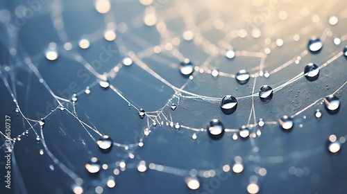 Macro Shot of Water Droplets on a Spider s Web at Dawn