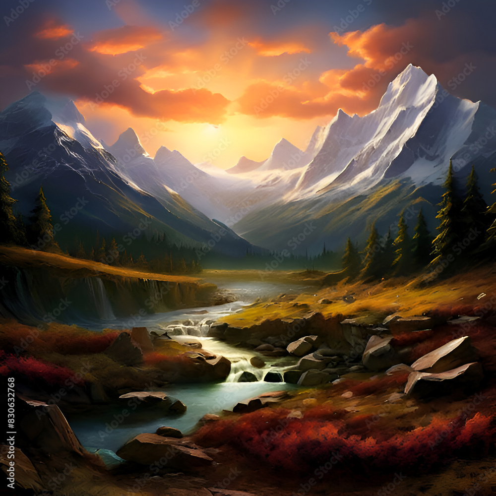 Majestic Wilderness Scenic Nature Landscapes beautiful mountains with sunset background