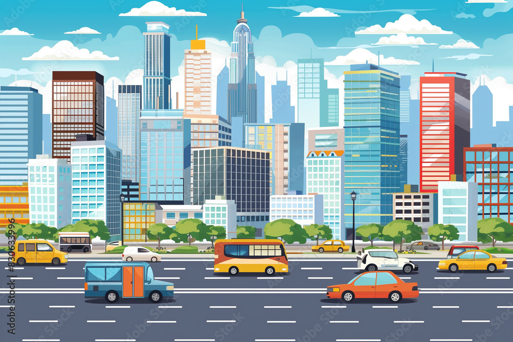Naklejka premium busy city illustration