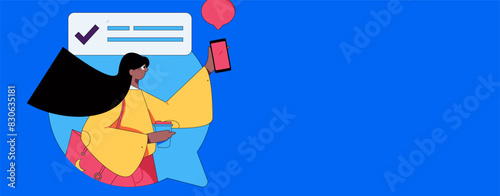 Virtual characters social communication concept business flat vector hand drawn illustration
