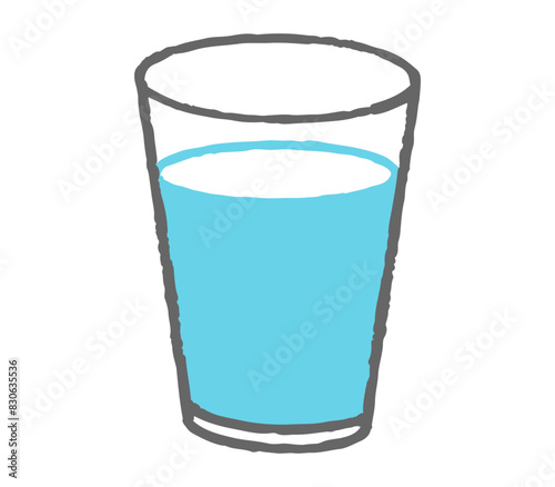 水の入ったグラスのカラーイラスト