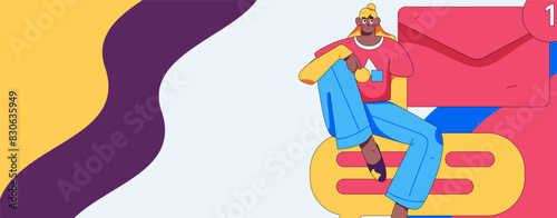 Virtual characters social communication concept business flat vector hand drawn illustration
