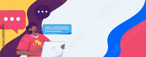 Virtual characters social communication concept business flat vector hand drawn illustration
