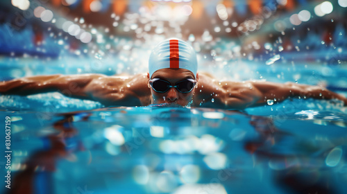 athletic swimmer in pool