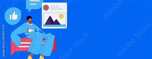Virtual characters social communication concept business flat vector hand drawn illustration
