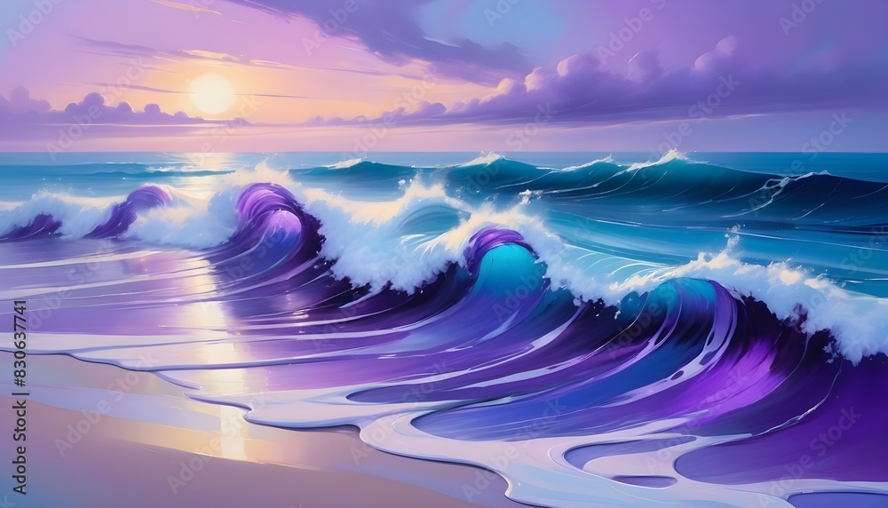Abstract soft wave design in purple, blue colors.
